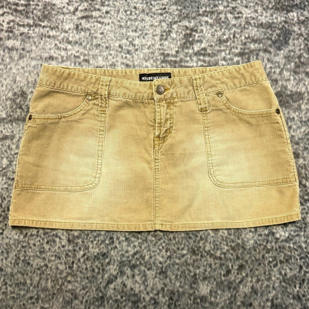 Misdemeanor Corduroy Skirt Womens 9 (33") Tan Mini Micro Preppy Summer VTG Y2K